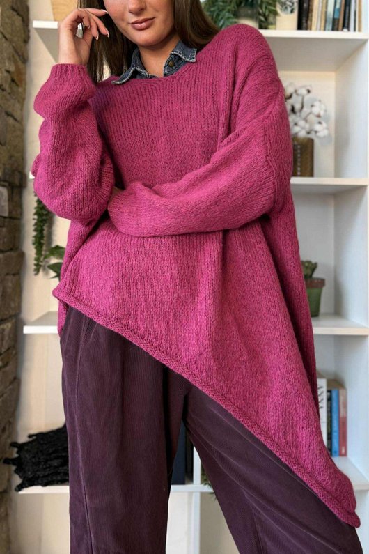  Big Softie Super Slant Knit Jumper Raspberry